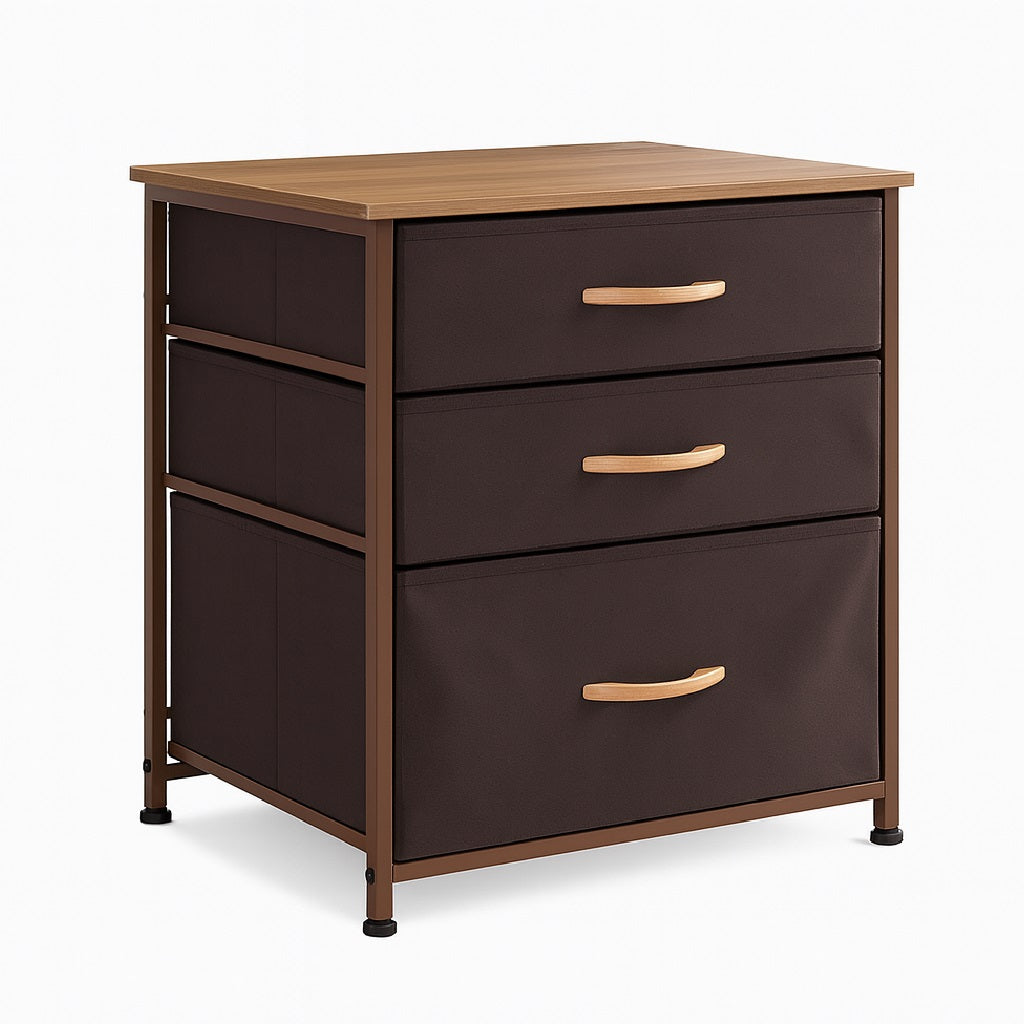 Mobile Cassettiera 3 Cassetti Metallo Legno e Tessuto 50x40 H 50cm Casa Ufficio