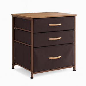 Mobile Cassettiera 3 Cassetti Metallo Legno e Tessuto 50x40 H 50cm Casa Ufficio