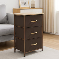 Mobile Cassettiera 3 Cassetti Metallo Legno e Tessuto 46x30 H 75cm Casa Ufficio