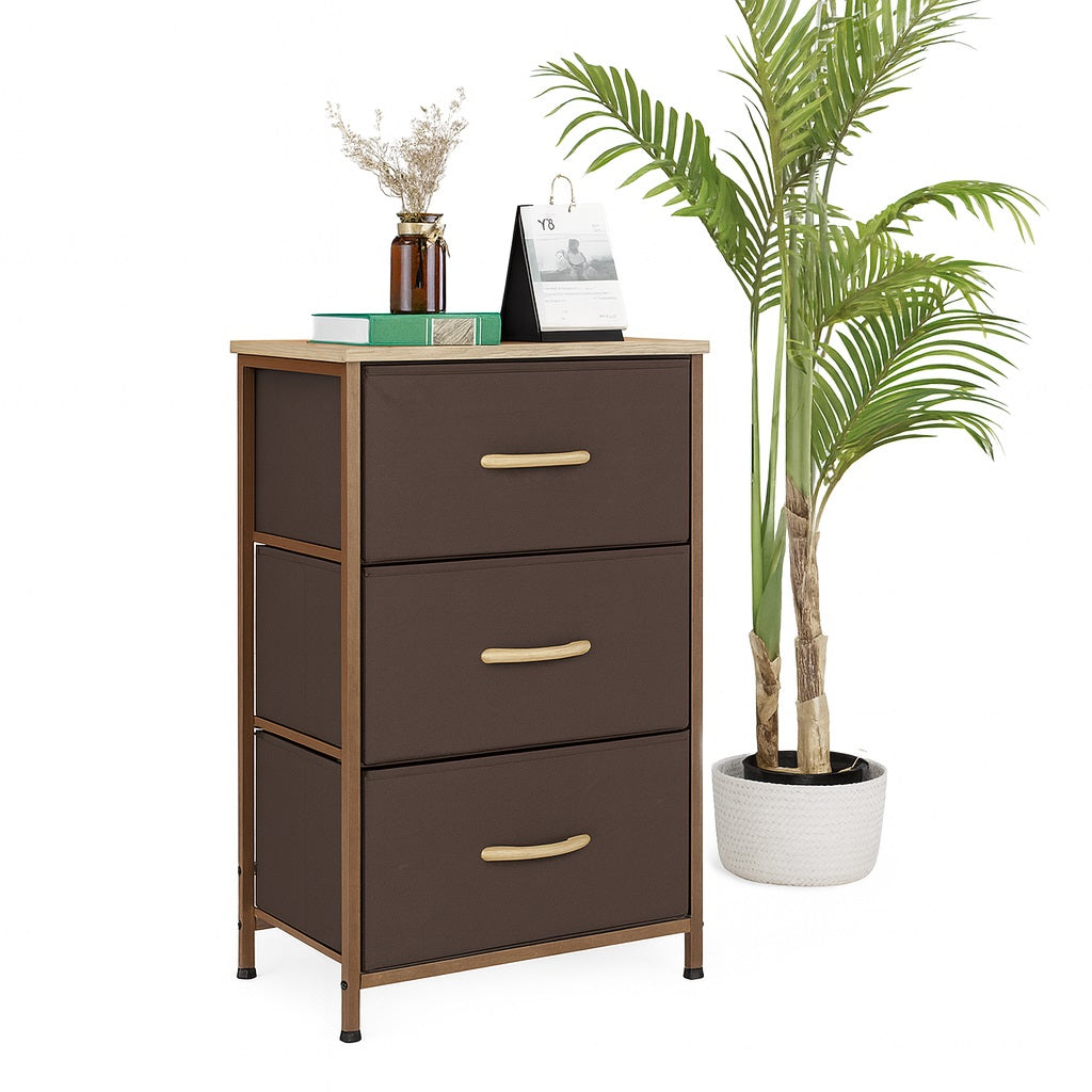 Mobile Cassettiera 3 Cassetti Metallo Legno e Tessuto 46x30 H 75cm Casa Ufficio