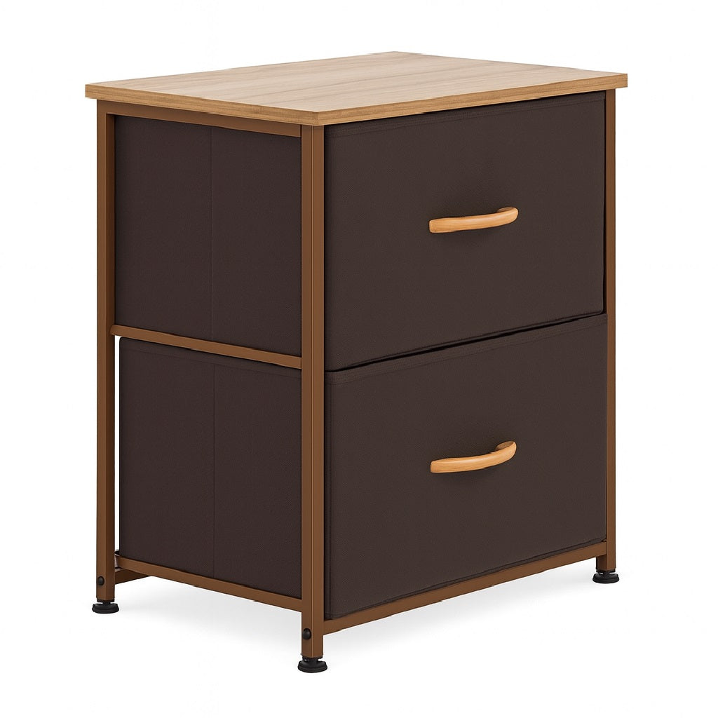 Mobile Cassettiera 2 Cassetti Metallo Legno e Tessuto 46x30 H 52cm Casa Ufficio