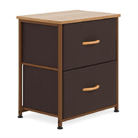 Mobile Cassettiera 2 Cassetti Metallo Legno e Tessuto 46x30 H 52cm Casa Ufficio