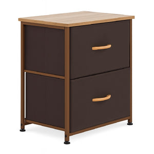 Mobile Cassettiera 2 Cassetti Metallo Legno e Tessuto 46x30 H 52cm Casa Ufficio