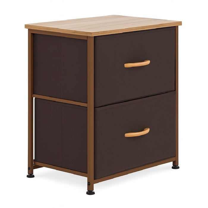 Mobile Cassettiera 2 Cassetti Metallo Legno e Tessuto 46x30 H 52cm Casa Ufficio