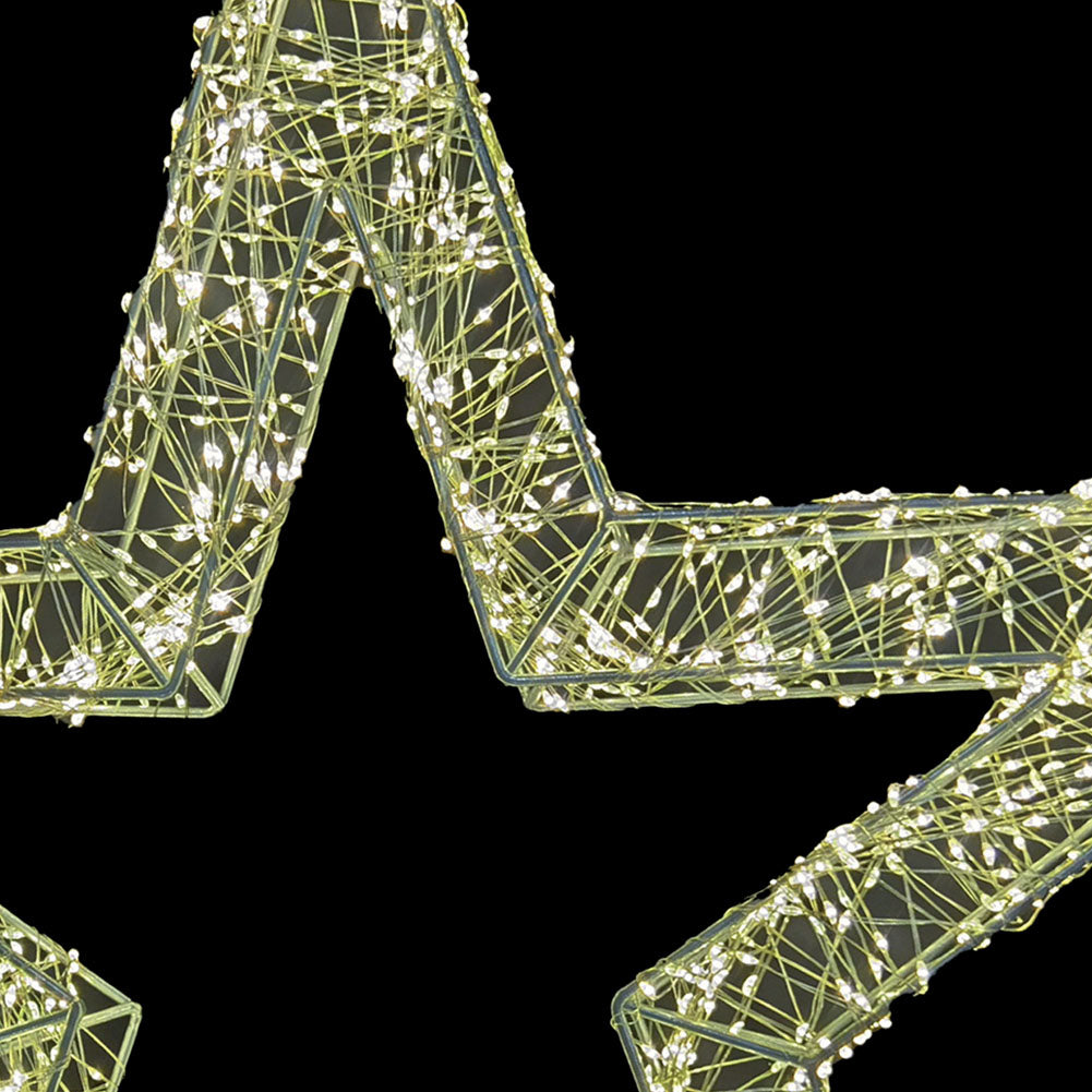 Stella Luminosa di Natale 3D in Metallo con 2400 LED luce calda Larghezza 70 cm