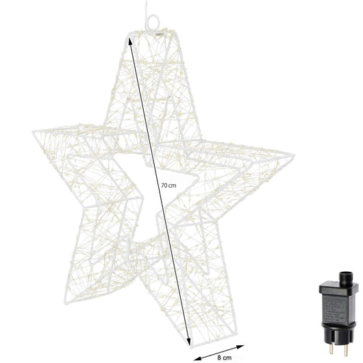 Stella Luminosa di Natale 3D in Metallo con 2400 LED luce calda Larghezza 70 cm