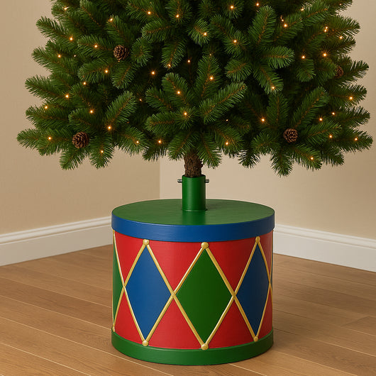 Base Albero di Natale Tamburo 22x23cm Attacco Universale Decorazione Natalizia