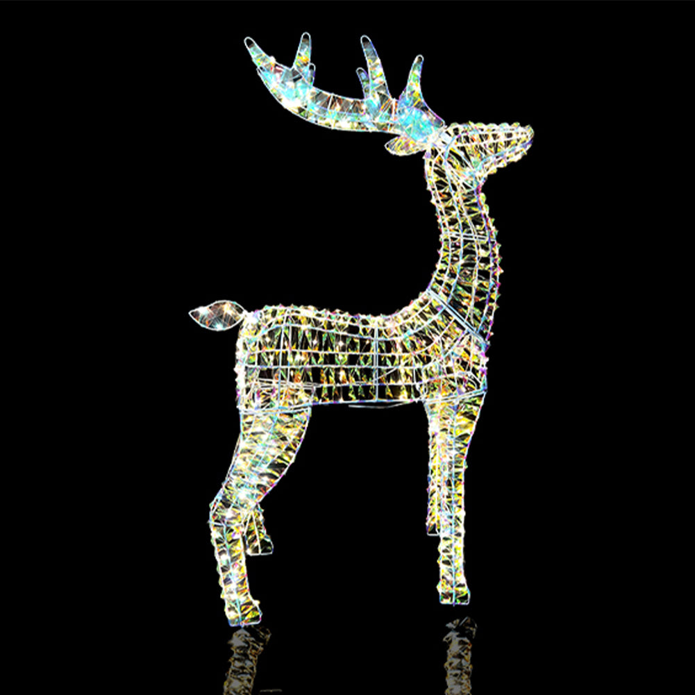 Renna Luminosa Natalizia Bianco Iridescente 60cm con 300 LED Addobbo di Natale