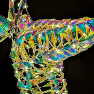 Renna Luminosa Natalizia Bianco Iridescente 60cm con 300 LED Addobbo di Natale