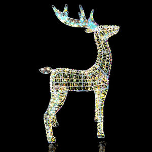 Renna Luminosa Natalizia Bianco Iridescente 100cm con 500 LED Addobbo di Natale
