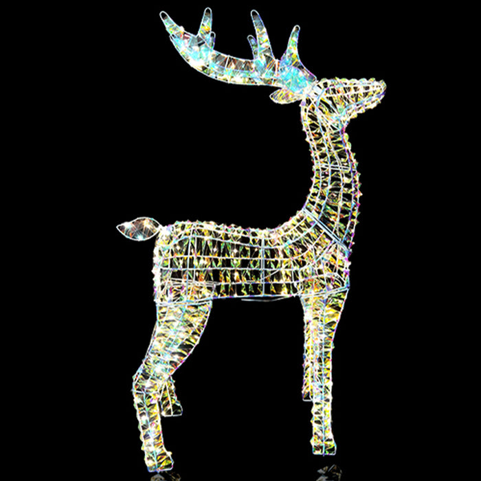 Renna Luminosa Natalizia Bianco Iridescente 120cm con 500 LED Addobbo di Natale