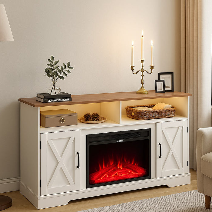 Mobile Bicolore con Camino Elettrico 3D Luci RGB e Telecomando 900/1800W Moderno