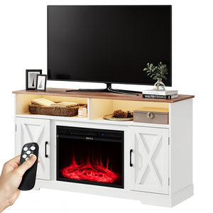 Mobile Bicolore con Camino Elettrico 3D Luci RGB e Telecomando 900/1800W Moderno