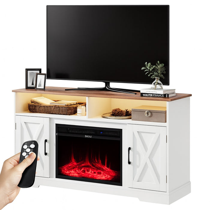 Mobile Bicolore con Camino Elettrico 3D Luci RGB e Telecomando 900/1800W Moderno