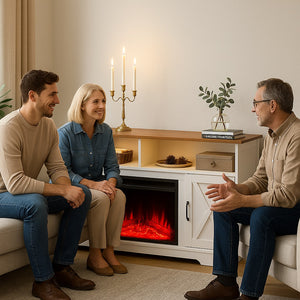 Mobile Bicolore con Camino Elettrico 3D Luci RGB e Telecomando 900/1800W Moderno