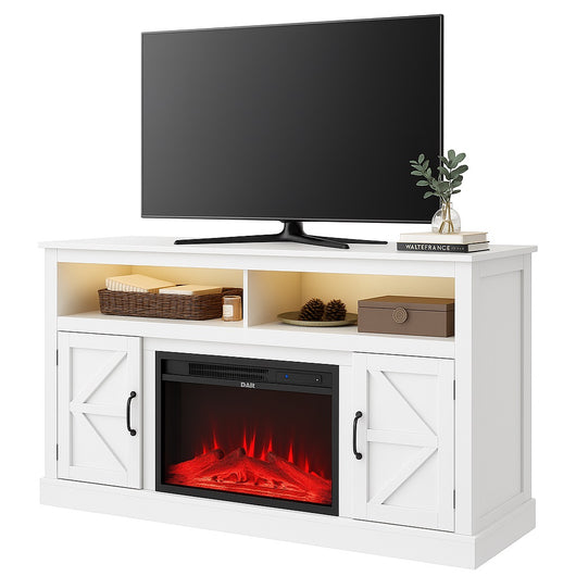 Mobile Bianco con Camino Elettrico 3D Luci RGB e Telecomando 900/1800W Moderno