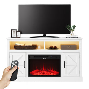 Mobile Bianco con Camino Elettrico 3D Luci RGB e Telecomando 900/1800W Moderno