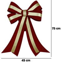 Fiocco Natalizio Fuoriporta 45x75 Rosso e Oro Decoro Addobbo Porta per Natale