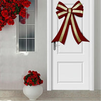 Fiocco Natalizio Fuoriporta 45x75 Rosso e Oro Decoro Addobbo Porta per Natale