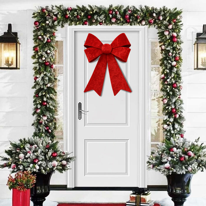 Fiocco Natalizio Fuoriporta 45x60cm Rosso Decorazione Addobbo Porta per Natale