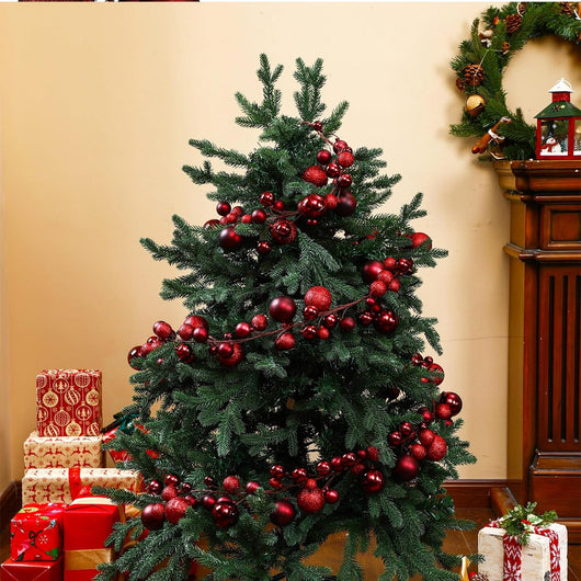 Ghirlanda Natalizia 142 Palline di Natale 180 cm Festone con LED Natalizio Rosso