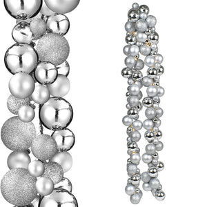 Ghirlanda Natalizia 142 Palline Natale 180cm Festone con LED Natalizio Argento