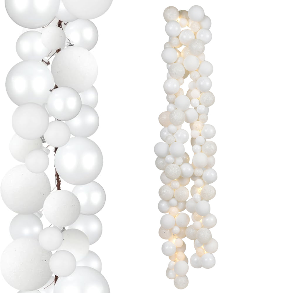 Ghirlanda Natalizia 142 Palline Natale 180cm Festone con LED Natalizio Bianco