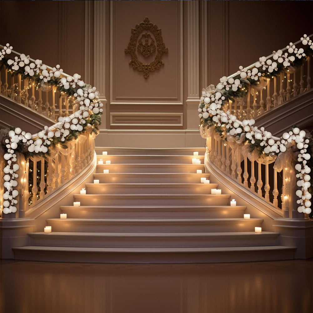 Ghirlanda Natalizia 142 Palline Natale 180cm Festone con LED Natalizio Bianco