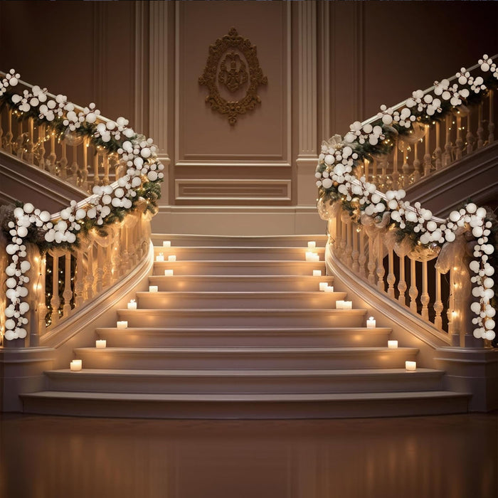 Ghirlanda Natalizia 142 Palline Natale 180cm Festone con LED Natalizio Bianco