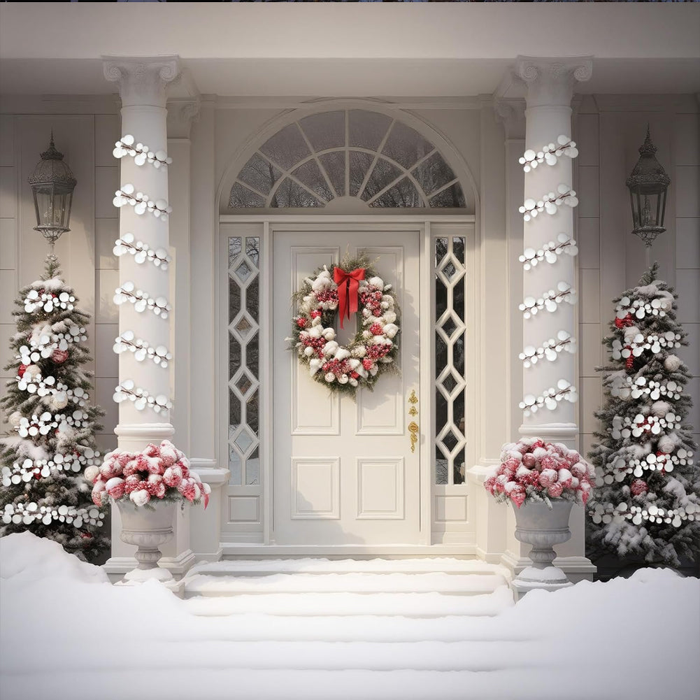 Ghirlanda Natalizia 142 Palline Natale 180cm Festone con LED Natalizio Bianco