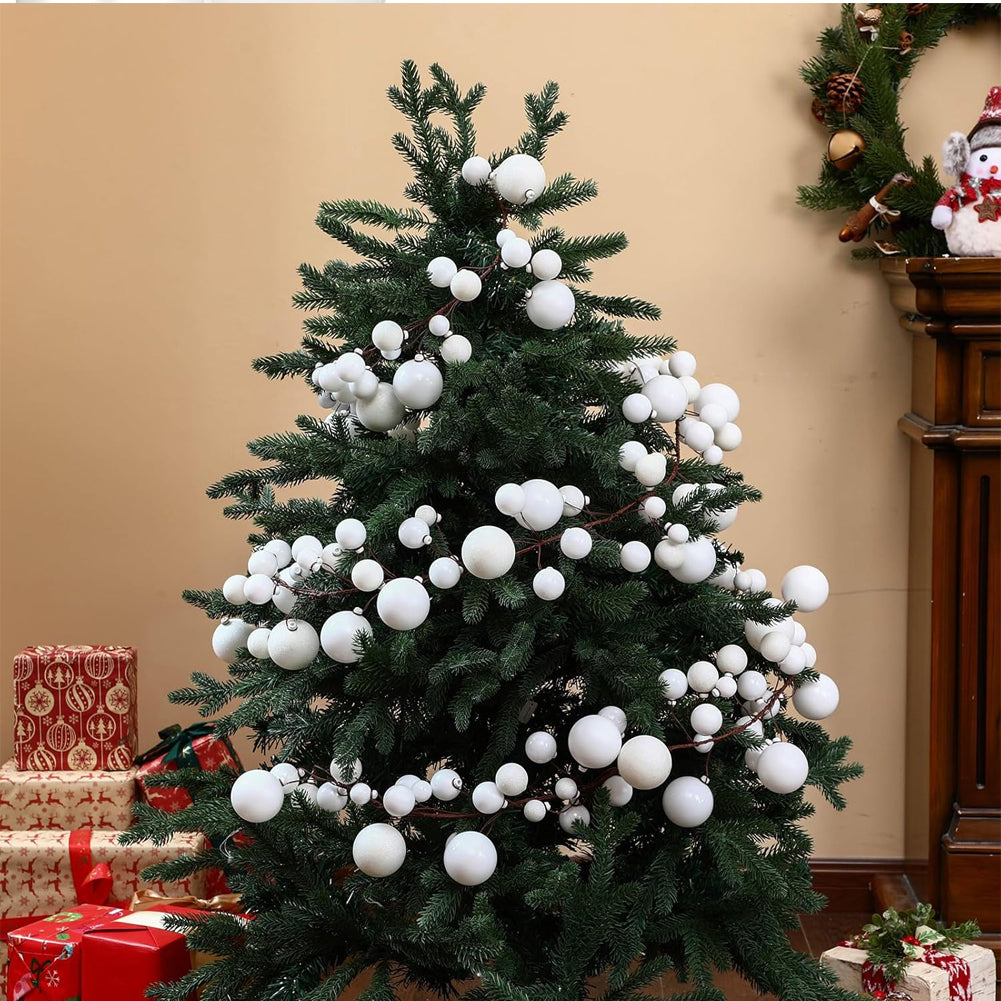 Ghirlanda Natalizia 142 Palline Natale 180cm Festone con LED Natalizio Bianco
