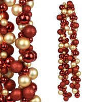 Ghirlanda Natalizia 142 Palline Natale 180cm Festone LED Natalizio Rosso e Oro