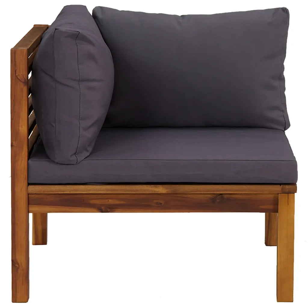Divani Angolari 2 pz Cuscini Grigio Scuro in Massello di Acacia 316278
