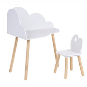 Set angolare per bambini a 1 posto con tavolo e sedia in MDF bianco con motivo a nuvole in legno di pino Elegante camera per bambini Nursery