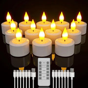 Luminarie LED a vela - Luminaria LED a vela con telecomando timer e cavo USB per ricarica - 12 pezzi di luminarie a vela ricaricabili senza fiamma per decorazione di casa, camera da letto, tavola, Halloween e Natale