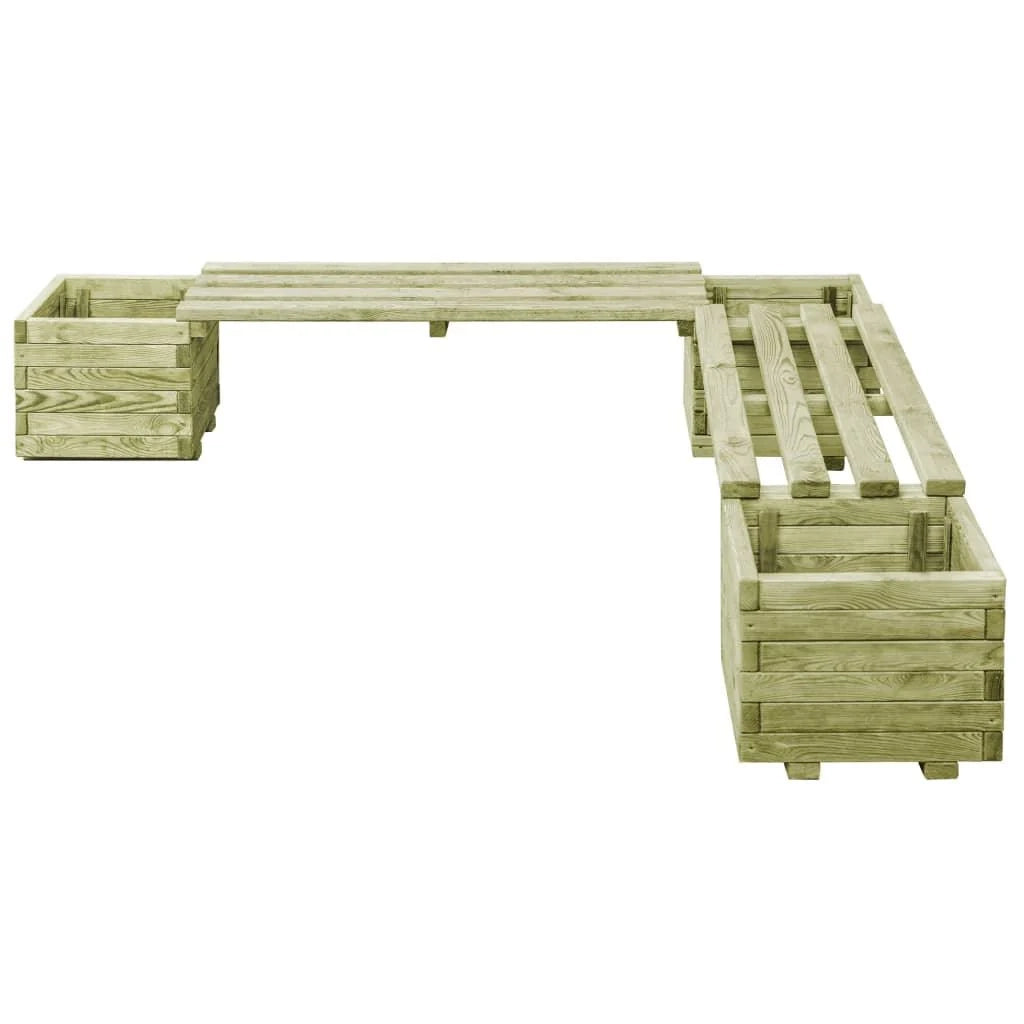 Panca da giardino con fioriere 196 cm legno di pino impregnato 02_0001365