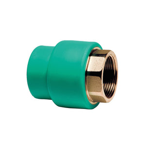 Manicotto diritto ff con inserto ottone filettato in ppr polipropilene verde