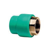 Manicotto diritto ff con inserto ottone filettato in ppr polipropilene verde