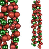 Ghirlanda Natalizia 142 Palline Natale 180cm Festone LED Natalizio Rosso e Verde