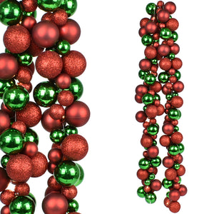 Ghirlanda Natalizia 142 Palline Natale 180cm Festone LED Natalizio Rosso e Verde