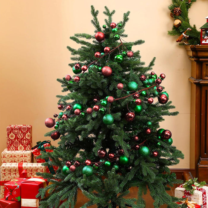 Ghirlanda Natalizia 142 Palline Natale 180cm Festone LED Natalizio Rosso e Verde