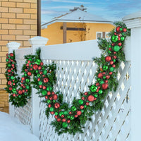 Ghirlanda Natalizia 142 Palline Natale 180cm Festone LED Natalizio Rosso e Verde