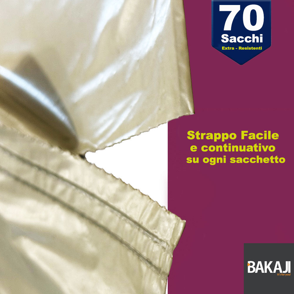 70 x Sacchi per spazzatura Grandi Ambra Trasparenti e Resistenti 70 x 110 cm LDPE