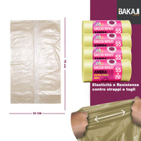 150 x Sacchetti per spazzatura Ambra Trasparenti Grandi e Resistenti 55 x 70 cm LDPE