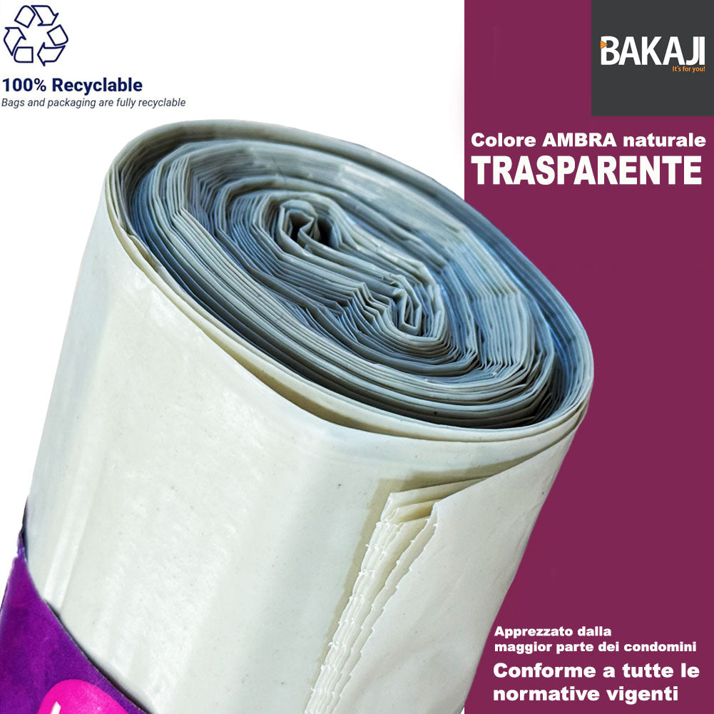 150 x Sacchetti per spazzatura Ambra Trasparenti Grandi e Resistenti 55 x 70 cm LDPE