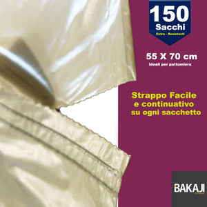 150 x Sacchetti per spazzatura Ambra Trasparenti Grandi e Resistenti 55 x 70 cm LDPE