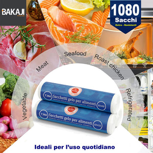 3 x Rotoli Sacchetti Freezer per Alimenti 1080 sacchi Congelatore Frigo 22x32 cm