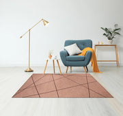 Tappeto Arredo Moderno Morbido in Ciniglia Ingresso Antiscivolo Prodotto Italiano  Soggiorno Camera Salotto Disegni Piazzati Cotone Varie Misure Grande Quarzo/Prugna - 140x200 cm