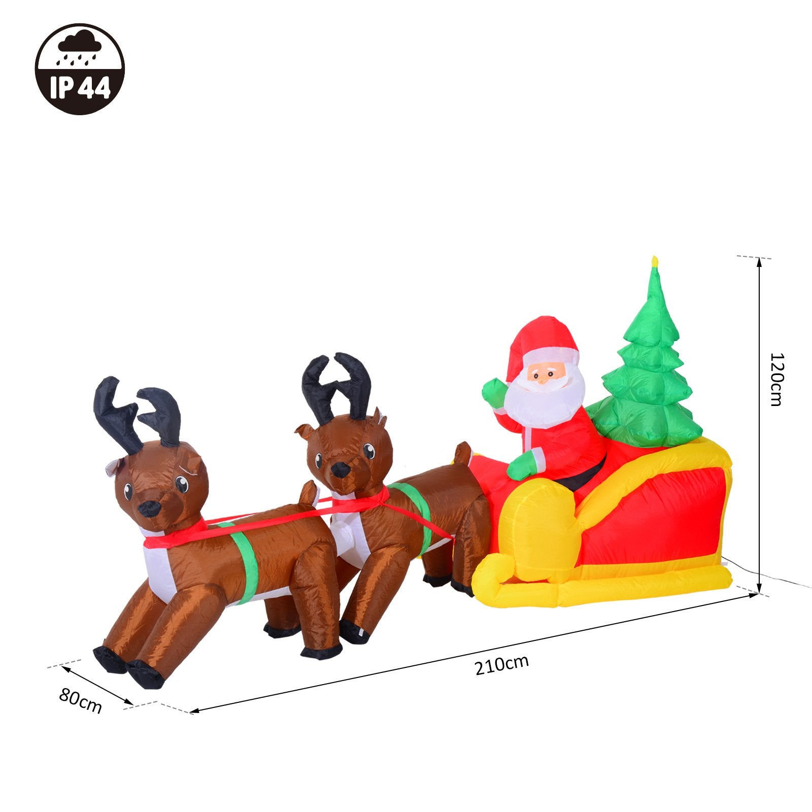 Babbo Natale Gonfiabile 210 cm con Slitta e LED