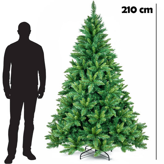 Albero di Natale Verde Canberra 210 cm Foltissimo con 1256 Punte Rami Innesto